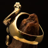 Excellent crafted Men's Brass Biker Ring Dead Outlaw Skull Snake - BikeRing4u