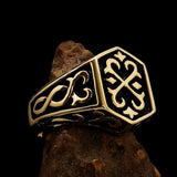 Excellent crafted Men's Celtic Crest Ring Antiqued - Brass - BikeRing4u