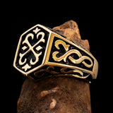 Excellent crafted Men's Celtic Crest Ring Antiqued - Brass - BikeRing4u