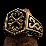 Excellent crafted Men's Celtic Crest Ring Antiqued - Brass - BikeRing4u