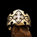 Excellent Crafted Men's Fleur de Lis Ring - solid Brass - BikeRing4u