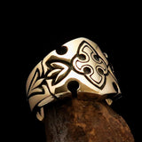 Excellent Crafted Men's Fleur de Lis Ring - solid Brass - BikeRing4u