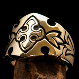 Excellent Crafted Men's Fleur de Lis Ring - solid Brass - BikeRing4u