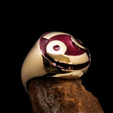 Perfectly crafted domed Men's Zodiac Cancer Ring Red - Solid Brass - BikeRing4u