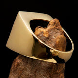 Excellent crafted Men's Pirate Skull Ring red Maltese Cross - Solid Brass - BikeRing4u