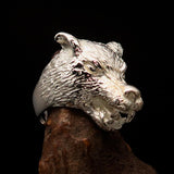 Excellent crafted shiny Men's Sterling Silver Werewolf Ring - BikeRing4u
