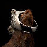 Excellent crafted shiny Men's Sterling Silver Werewolf Ring - BikeRing4u