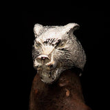 Excellent crafted shiny Men's Sterling Silver Werewolf Ring - BikeRing4u