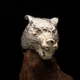 Excellent crafted shiny Men's Sterling Silver Werewolf Ring - BikeRing4u