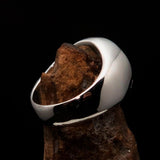 Perfectly crafted Men's Solid Line Pentagram Ring Black - Sterling Silver - BikeRing4u