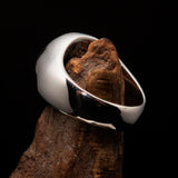 Perfectly crafted Men's Solid Line Pentagram Ring Black - Sterling Silver - BikeRing4u