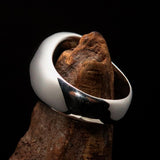 Nicely crafted domed Men's Heptagram Ring Black Heptagon - Sterling Silver - BikeRing4u