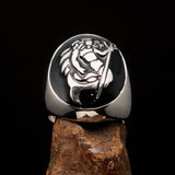 Excellent crafted Men's Aquarius Ring Black Zodiac - Sterling Silver - BikeRing4u