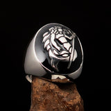 Excellent crafted Men's Aquarius Ring Black Zodiac - Sterling Silver - BikeRing4u
