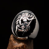 Excellent crafted Men's Aquarius Ring Black Zodiac - Sterling Silver - BikeRing4u