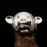 Excellent crafted Men's Teddy Bear Ring - mirror polished Sterling Silver - BikeRing4u