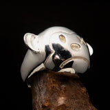 Excellent crafted Men's Teddy Bear Ring - mirror polished Sterling Silver - BikeRing4u