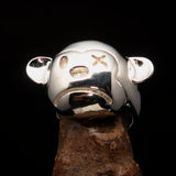 Excellent crafted Men's Teddy Bear Ring - mirror polished Sterling Silver - BikeRing4u