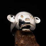 Excellent crafted Men's Teddy Bear Ring - mirror polished Sterling Silver - BikeRing4u