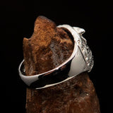 Excellent crafted shiny Men's Male Bulldog Ring - Sterling Silver - BikeRing4u