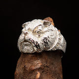 Excellent crafted shiny Men's Male Bulldog Ring - Sterling Silver - BikeRing4u