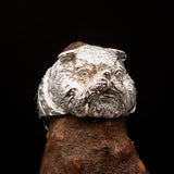 Excellent crafted shiny Men's Male Bulldog Ring - Sterling Silver - BikeRing4u