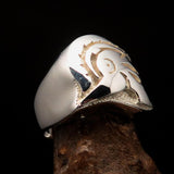 Excellent crafted Men's Roman Centurion Ring - shiny Sterling Silver - BikeRing4u