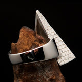 Excellent crafted Men's Ring All Seeing Eye on Pyramid - Sterling Silver - BikeRing4u