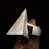 Excellent crafted Men's Ring All Seeing Eye on Pyramid - Sterling Silver - BikeRing4u
