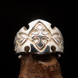 Excellent Crafted shiny Men's Sterling Silver Fleur de Lis Lily Ring - BikeRing4u