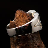 Excellent Crafted shiny Men's Sterling Silver Fleur de Lis Lily Ring - BikeRing4u