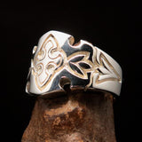 Excellent Crafted shiny Men's Sterling Silver Fleur de Lis Lily Ring - BikeRing4u