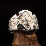 Excellent Crafted shiny Men's Sterling Silver Fleur de Lis Lily Ring - BikeRing4u
