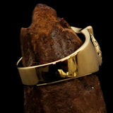 Men's Brass Shield Ring Flag of England Red Cross on White - BikeRing4u