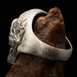 Excellent crafted Men's Celtic Skull Ring Matte Finish - Sterling Silver - BikeRing4u