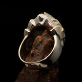 Excellent crafted Men's Falcon Head Ring - Matte Finished Sterling Silver - BikeRing4u