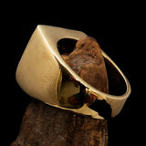 Perfectly crafted Men's Shield Ring Crossed Skeleton Keys Red - Solid Brass - BikeRing4u