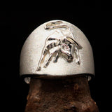 Excellent crafted Men's wild Bull Buffalo Ring - Two Tone Sterling Silver - BikeRing4u