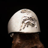 Excellent crafted Men's wild Bull Buffalo Ring - Two Tone Sterling Silver - BikeRing4u