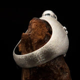 Excellent crafted Men's Ring Bone Cross R.I.P Skull matte finish - Sterling Silver - BikeRing4u