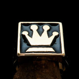Perfectly crafted Men's Chess Player Ring Queen's Crown Black - Solid Brass - BikeRing4u