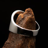 Excellent crafted Men's black Aum Buddhist Ring - Sterling Silver - BikeRing4u