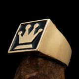 Perfectly crafted Men's Chess Player Ring Queen's Crown Black - Solid Brass - BikeRing4u