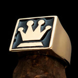 Perfectly crafted Men's Chess Player Ring Queen's Crown Black - Solid Brass - BikeRing4u