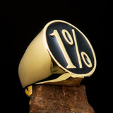 Nicely crafted Men's Outlaw Ring oval 1% Percent Symbol Black - BikeRing4u