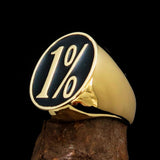 Nicely crafted Men's Outlaw Ring oval 1% Percent Symbol Black - BikeRing4u