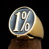 Nicely crafted Men's Outlaw Ring oval 1% Percent Symbol Black - BikeRing4u