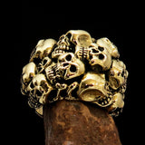 Men's Brass Costume Biker Ring 13 Skulls Graveyard Party - BikeRing4u