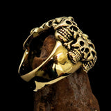 Men's Brass Costume Biker Ring 13 Skulls Graveyard Party - BikeRing4u
