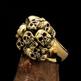 Men's Brass Costume Biker Ring 13 Skulls Graveyard Party - BikeRing4u